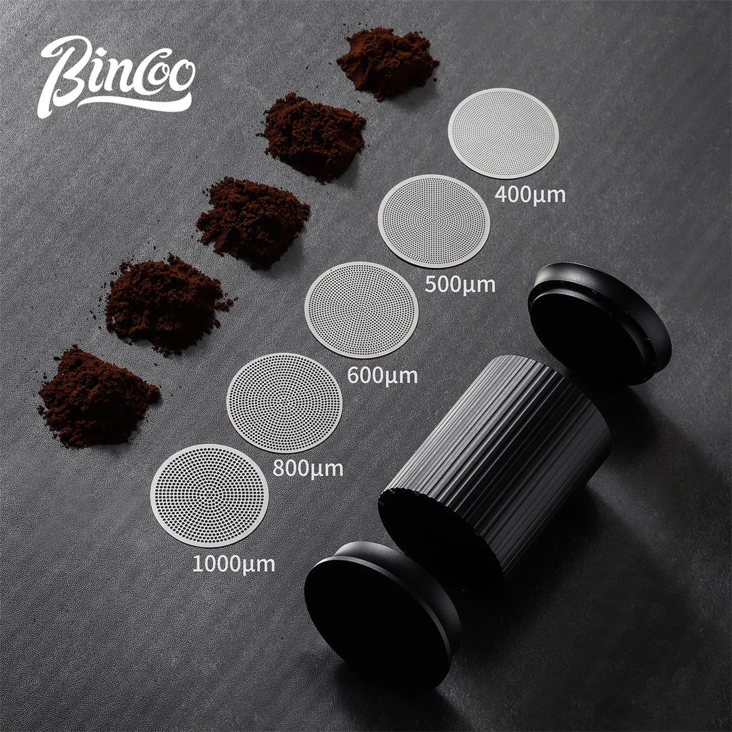 Bincoo Aluminum Alloy Coffee Powder Spreader With Five Powder sifter Mesh Shaker Duster Powder Sieve Professional Home Barista