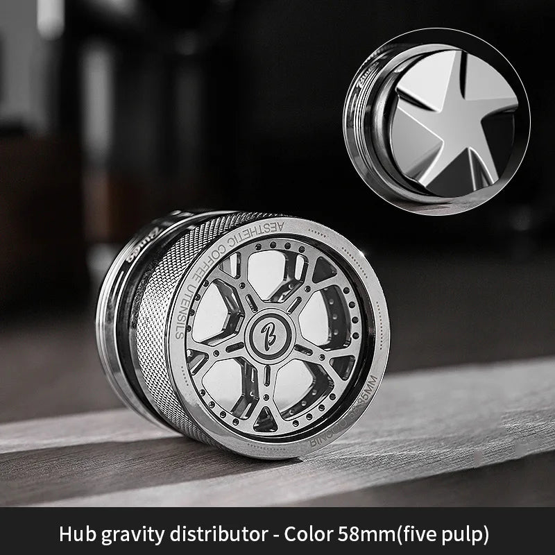 Bincoo Self Gravity Powder Distributor Stainless Steel Powder Hammer 58.35/58mm Automatic Height Adjustment Italian Barista Tool