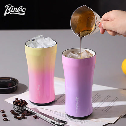 BINCOO 380ML 316 Stainless Steel Coffee Cup, Car Thermos Mug, Leak_Proof Double Wall Ceramic Inner Liner Vacuum Insulated Cups