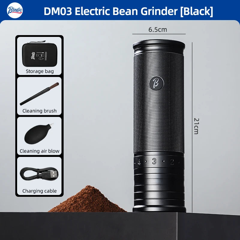 Bincoo Portable Electric Coffee Grinder 420 Steel Core Grinder All-Metal Body Home Outdoor External Italian Small Coffee Grinder