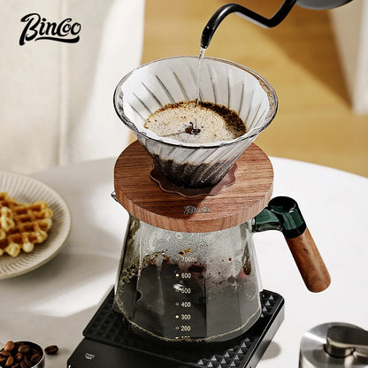 Bincoo 800ml Barista Pour Over Coffee Maker Set Glass Carafe Coffee with Glass Coffee Filter Drip Espresso Maker for Home&Office