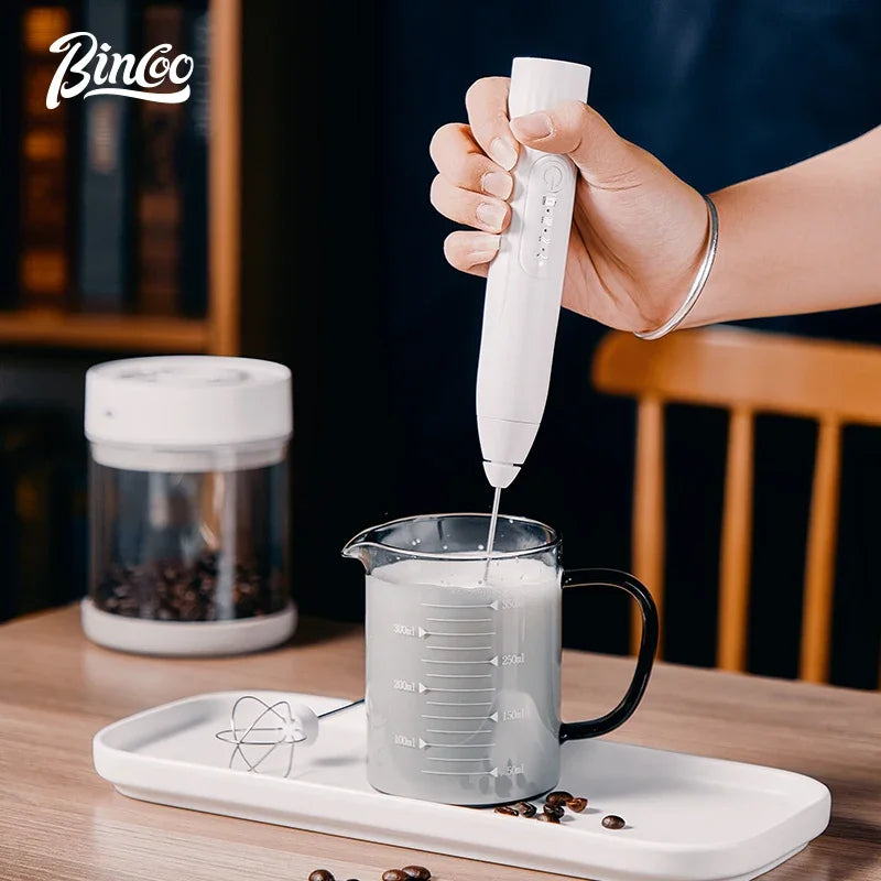 Bincoo Portable Dual Head Milk Frother  USB Rechargeable Stainless Steel Coffee Mixer with 3 Speeds for Smooth Latte Foam Coffee