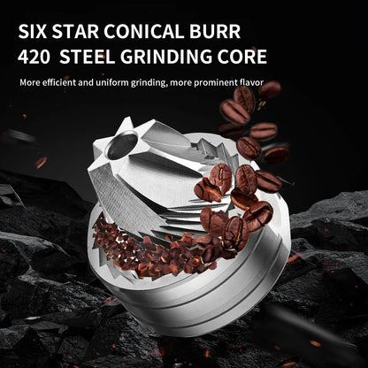 Bincoo Professional  Upgrade Manual Coffee Grinder CNC Stainless Steel Burr Adjustable Foldable Hand-Crank Coffee Bean Grinding