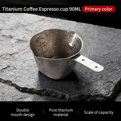 Bincoo Premium Titanium Double Eagle Spout Measuring Cup 90ml with Visible Scale for Home Baristas Large Capacity Easy Flow