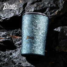 Bincoo GYKF2295 Qingniao Titanium Coffee Cup, 300ml Pure Titanium Double-Wall Tumbler, Frost Blue/Silver Colors, 99.8% Titanium Purity