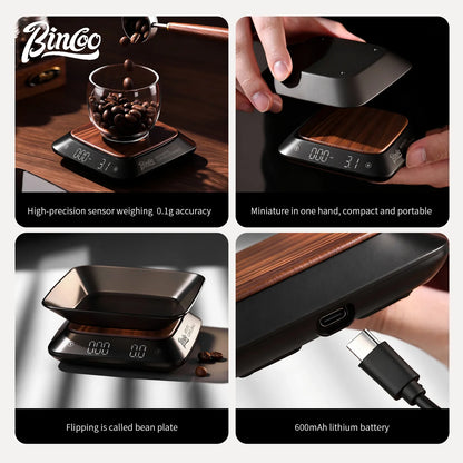 Bincoo Professional Coffee Scale Mini Size 2 Working Modes Black  High Precision 0.1g Accuracy for Espresso and Pour Over