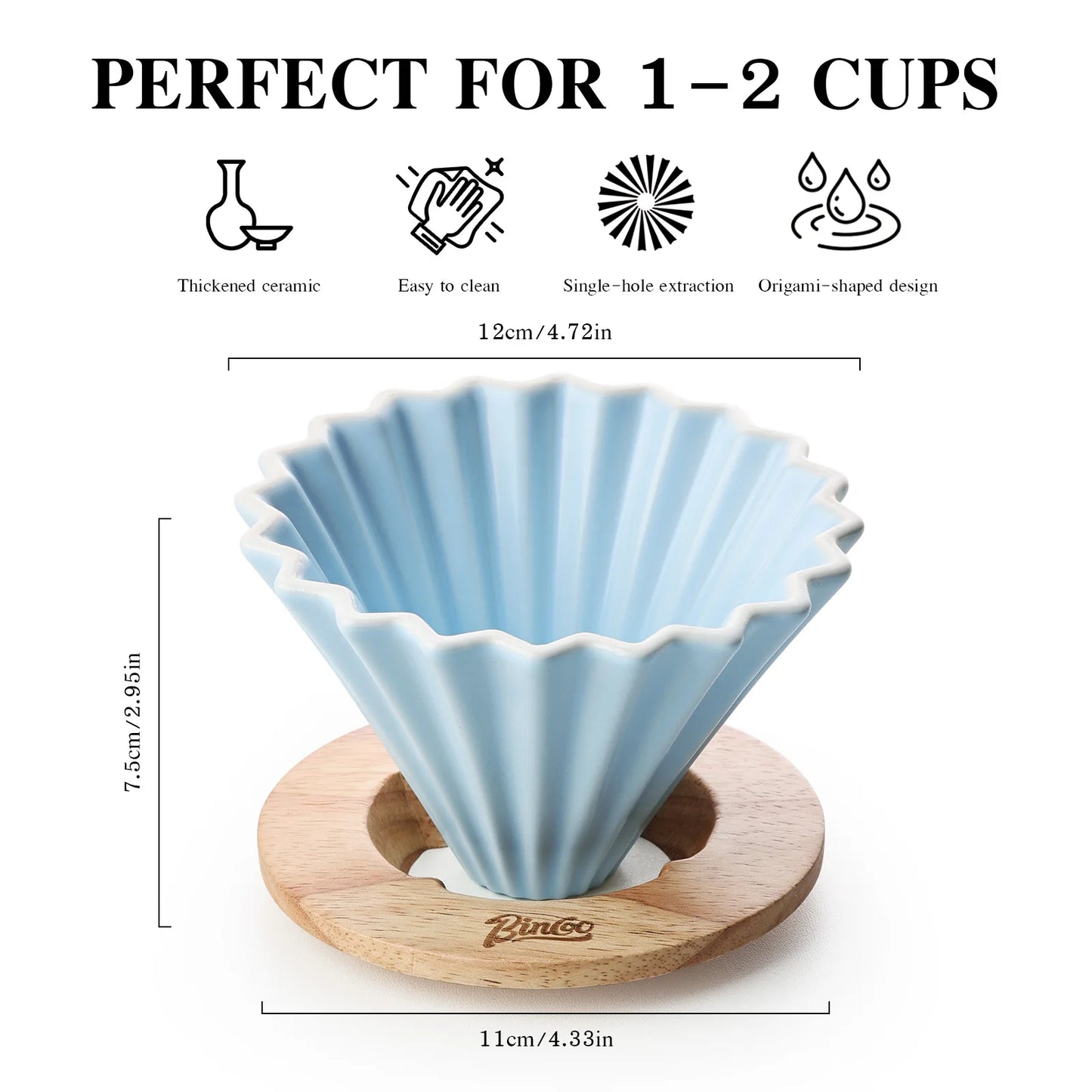 BINCOO Ceramic Hand Brewing Coffee Filter Cup Reusable Filters Coffee Maker Funnel Dripper Cake Filter Cup Coffee Accessories
