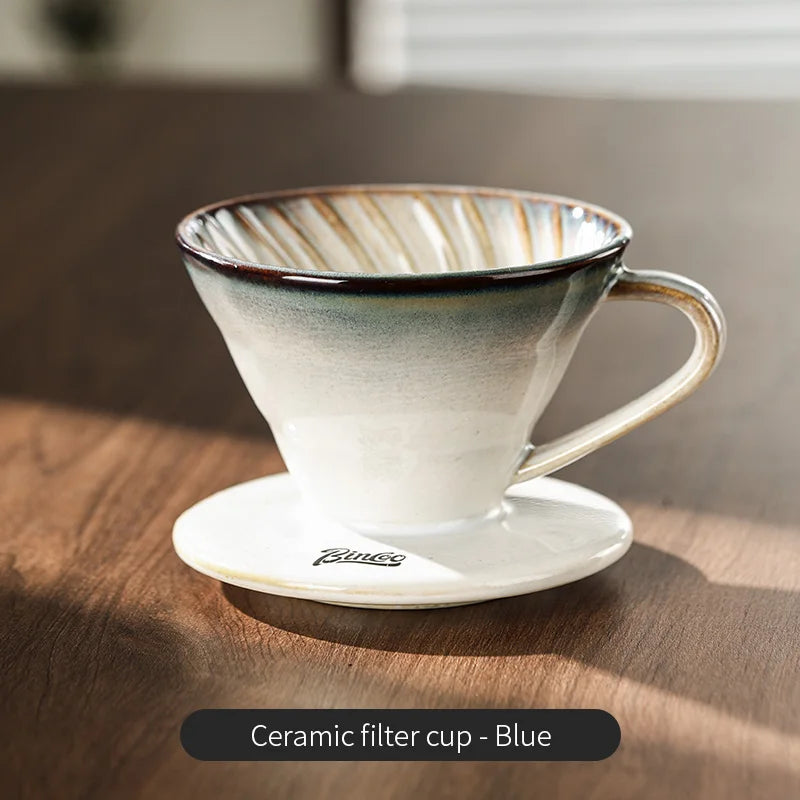 BINCOO Ceramic Coffee Filter Cup with Ceramic Coffee Pot Reusable Filters Coffee Maker Hand Brew Coffee Drip Funnel Filter Cup