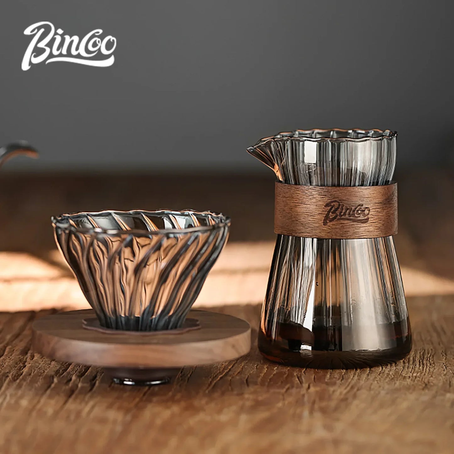 Bincoo 500ml Coffee Share Pot Pour Over Coffee Dripper Set Glass Server V01 Funnel Drip Maker Brewed Cup Coffee Sharing Pots Set