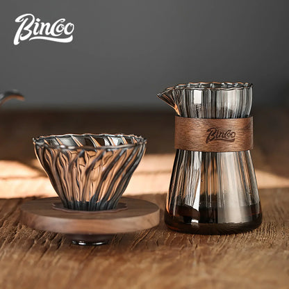 Bincoo 500ml Coffee Share Pot Pour Over Coffee Dripper Set Glass Server V01 Funnel Drip Maker Brewed Cup Coffee Sharing Pots Set