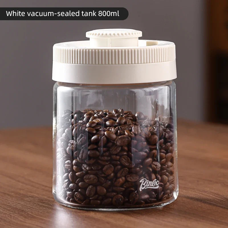 BINCOO Vacuum Sealed Tank Coffee Bean Storage Tank Household Glass Food Storage Jars Moisture-proof Airtight Sealed Container
