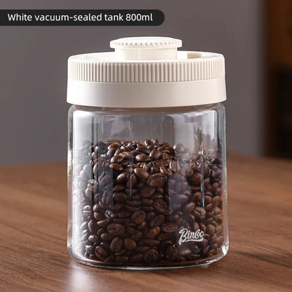 BINCOO Vacuum Sealed Tank Coffee Bean Storage Tank Household Glass Food Storage Jars Moisture-proof Airtight Sealed Container