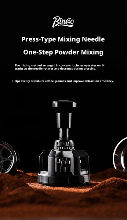 Bincoo Espresso Coffee Distributor – Press & Rotate Stirring Needle, Adjustable, Evenly Break Clumps, Anti-Clump Tool