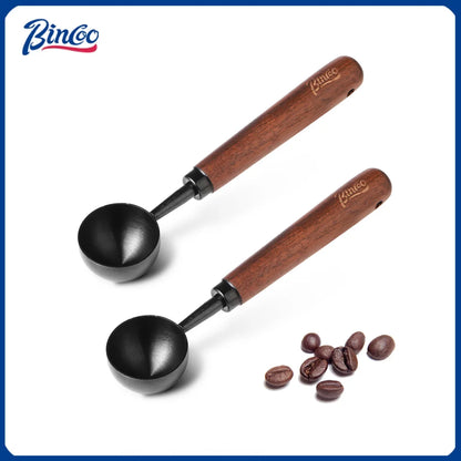 Bincoo Walnut Handle Coffee Scoop, 304 Stainless Steel Measuring Spoon for Coffee Beans, Gram Measurement Design
