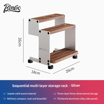 Bincoo Gexu Multi-Tier Solid Wood Coffee Storage Cabinet – Organizer Rack for Coffee Tools, Light Luxury Machine Stand