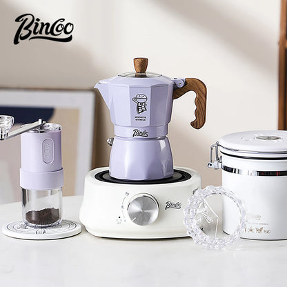 Bincoo Dual Valve Moka Pot Espresso Coffee Maker for Home and Outdoor Two Cups Hand Brewed Coffee Pot Italian Home Barista Tool