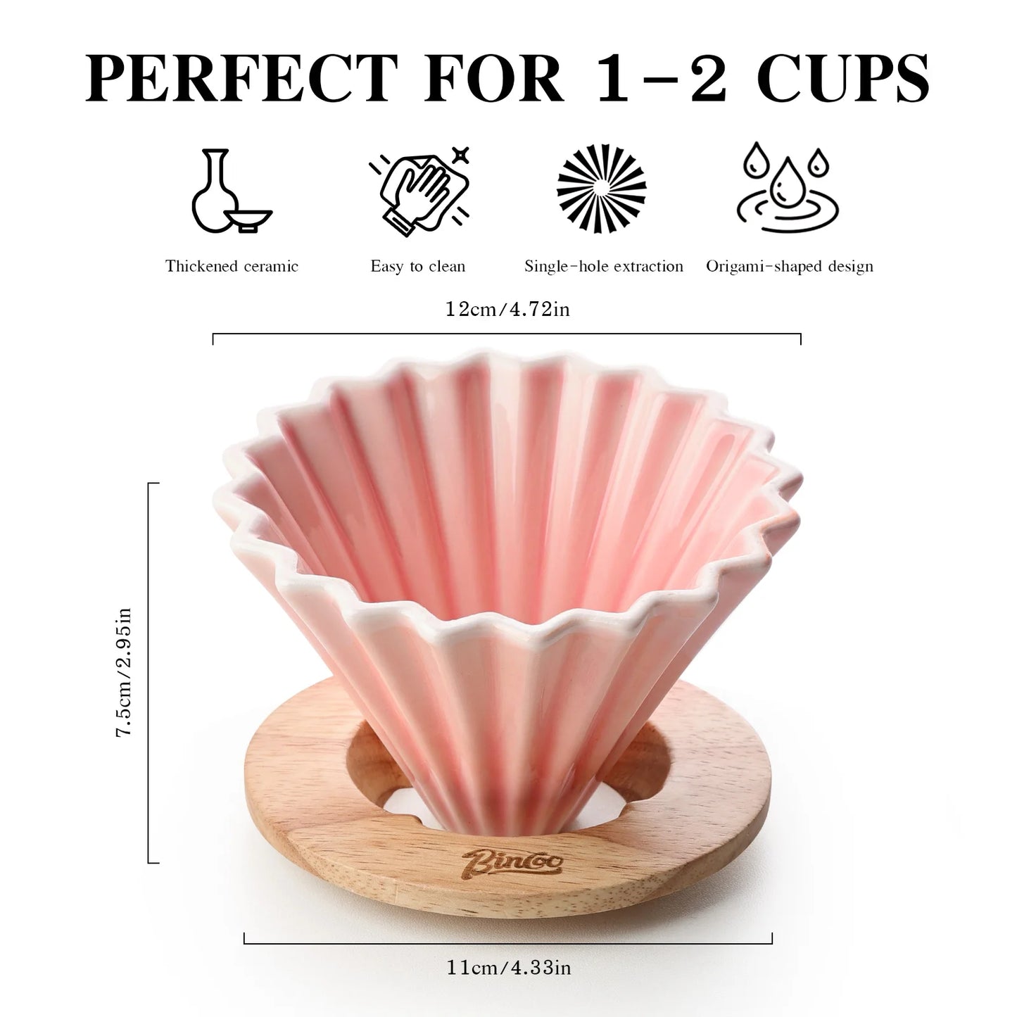 BINCOO Ceramic Hand Brewing Coffee Filter Cup Reusable Filters Coffee Maker Funnel Dripper Cake Filter Cup Coffee Accessories