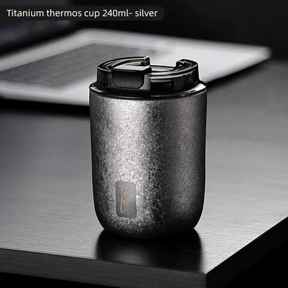 BINCOO 240ML Pure Titanium Coffee Thermos Cup Car Leak-proof Travel Thermal Mug Portable Vacuum Insulated Coffee Cup Gift Box