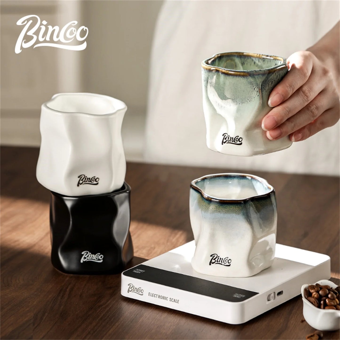 BINCOO Ceramic Coffee Filter Cup with Ceramic Coffee Pot Reusable Filters Coffee Maker Hand Brew Coffee Drip Funnel Filter Cup