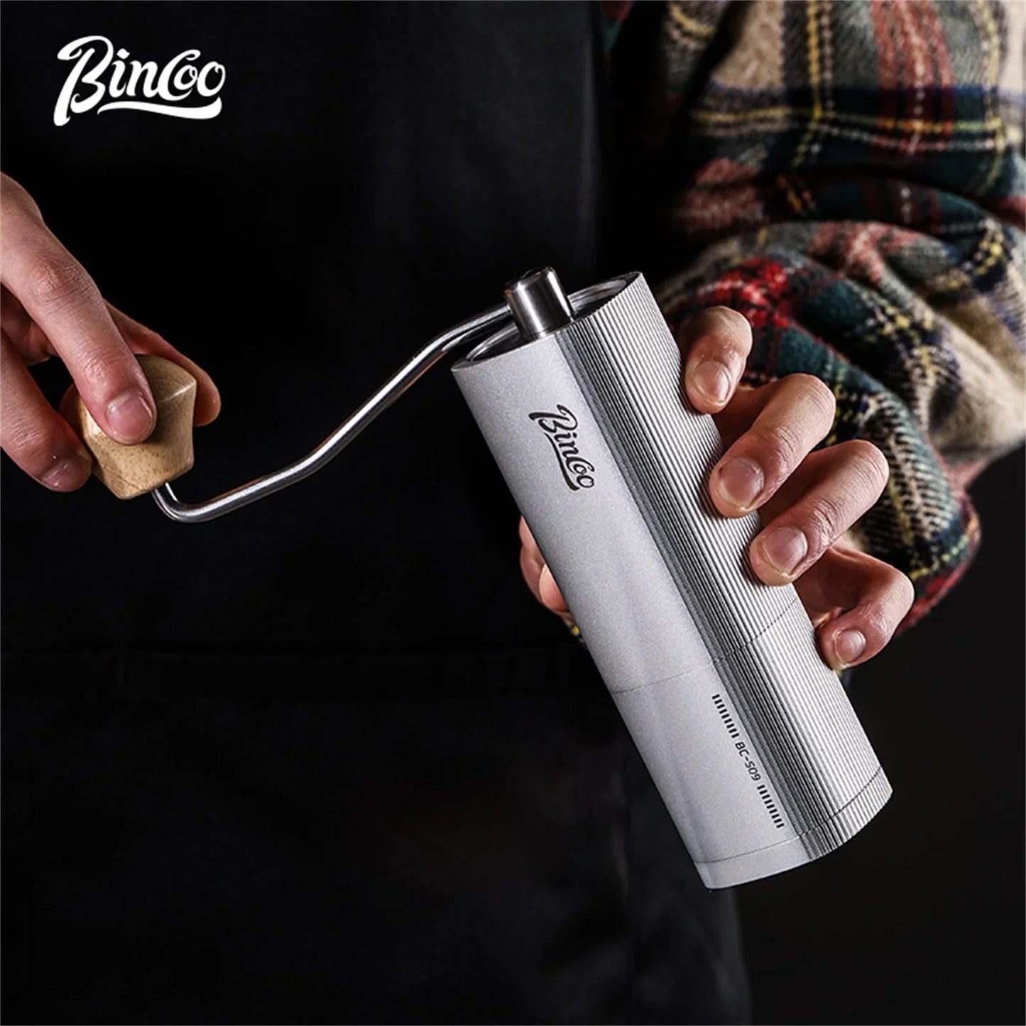 Bincoo Chestnut Manual Coffee Grinder Upgrade All-metal Body & Anti-slip Design Portable Hand Grinder CNC Burr Inside Barista