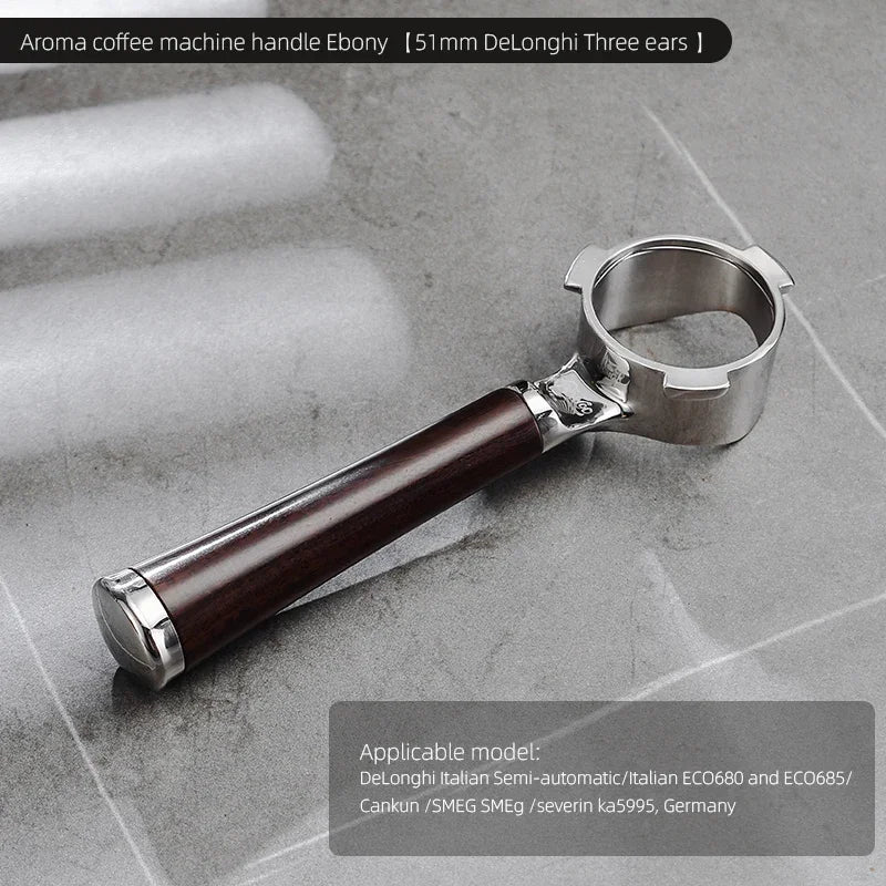 Bincoo Aroma Bottomless Portafilter, Walnut 58mm Universal, Espresso Machine Upgrade, Open Design Fits Delonghi Dongling