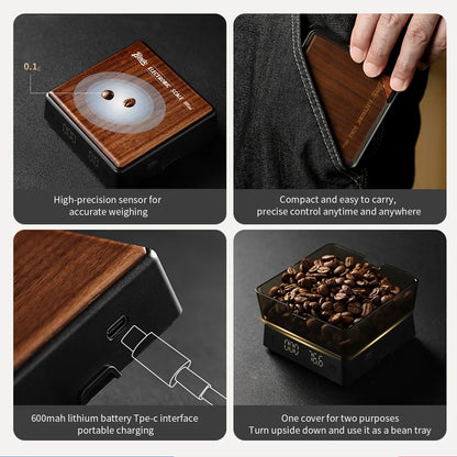 Bincoo Electronic Coffee Scale Italian Coffee Bean Weighing Smart Hand Made Mini Professional Coffee Scale Barista Tools