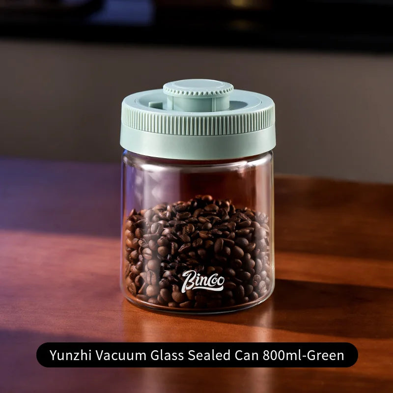 BINCOO Vacuum Sealed Tank Coffee Bean Storage Tank Household Glass Food Storage Jars Moisture-proof Airtight Sealed Container