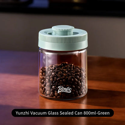 BINCOO Vacuum Sealed Tank Coffee Bean Storage Tank Household Glass Food Storage Jars Moisture-proof Airtight Sealed Container