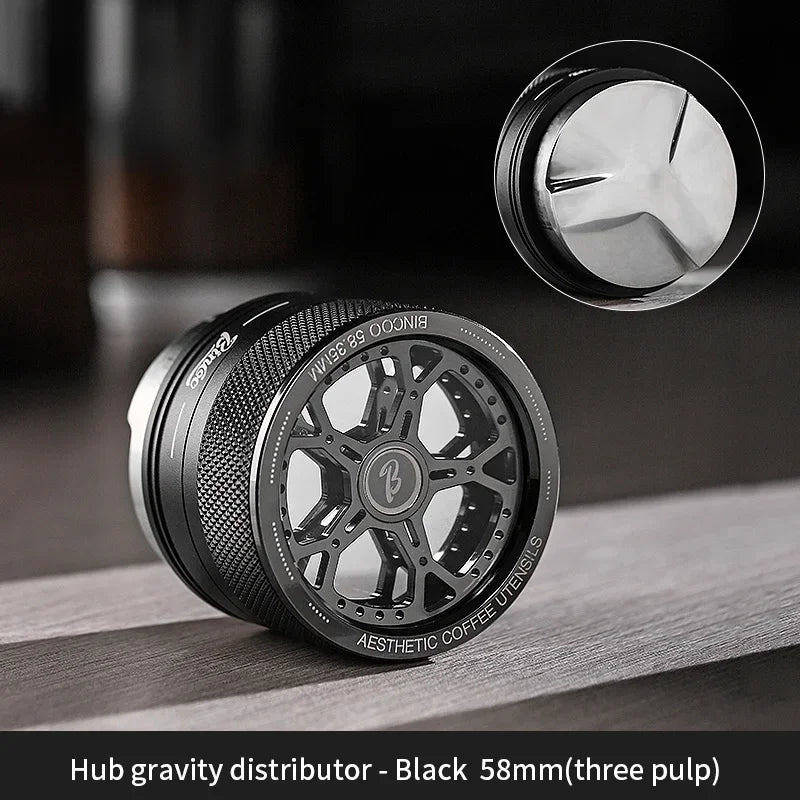 Bincoo Self Gravity Powder Distributor Stainless Steel Powder Hammer 58.35/58mm Automatic Height Adjustment Italian Barista Tool