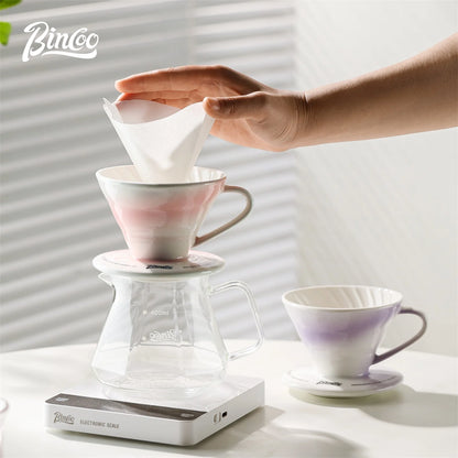 Bincoo GYKF0679 Drip Coffee Set with Ceramic Filter and Glass Carafe All in One Pour Over Brewing Ideal for Beginners Gift Presentation