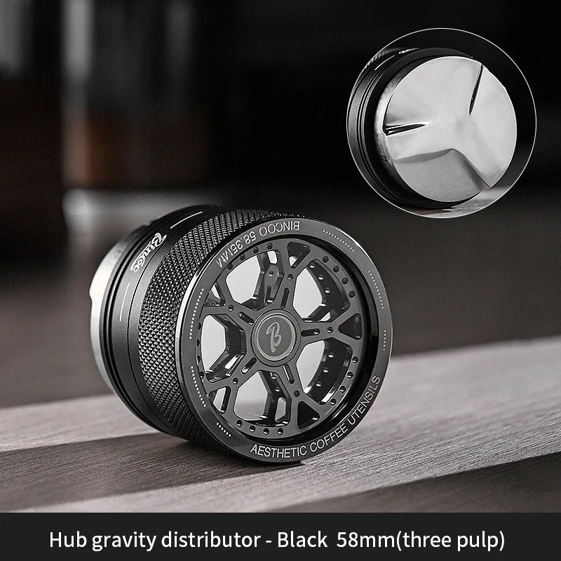 Bincoo 58/58.35mm Self Gravity Powder Distributor Stainless Steel Powder Hammer Automatic Height Adjustment Italian Barista Tool