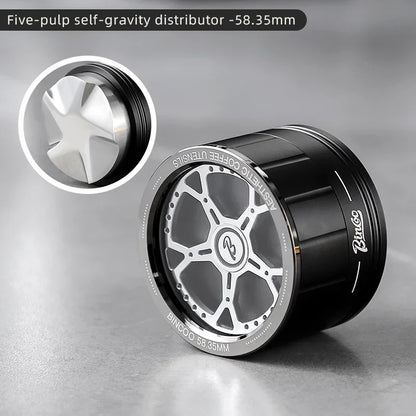 Bincoo Self Gravity Powder Distributor Stainless Steel Powder Hammer 58.35/58mm Automatic Height Adjustment Italian Barista Tool