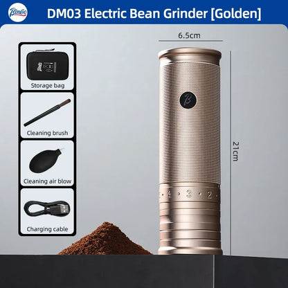 Bincoo Portable Electric Coffee Grinder 420 Steel Core Grinder All-Metal Body Home Outdoor External Italian Small Coffee Grinder