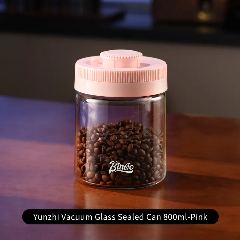 BINCOO Vacuum Sealed Tank Coffee Bean Storage Tank Household Glass Food Storage Jars Moisture-proof Airtight Sealed Container