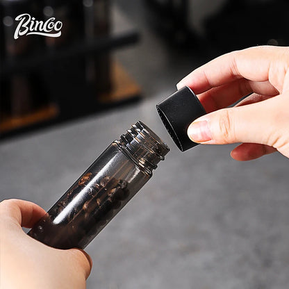 BINCOO Coffee Bean Storage Rack with 8 Airtight Glass Vials & Wooden Base, Single Dose Espresso Bean Dispenser System