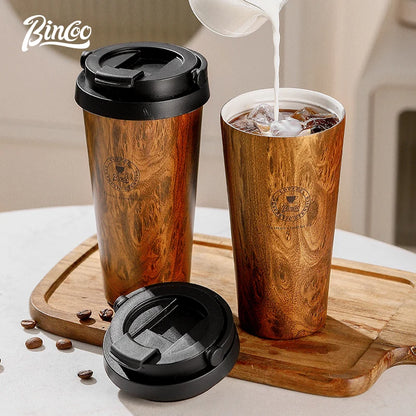Bincoo 500ML 304 Stainless Steel Coffee Cup With Ceramic inner liner Double Layer Thermal Mug Portable Travel Car Insulated Cups