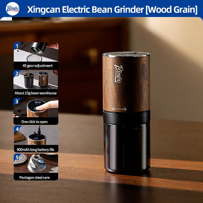 BINCOO Coffee Grinder Electric USB Type C Rechargeable Home Outdoor Blenders Profession Adjustable Coffee Beans Grinding