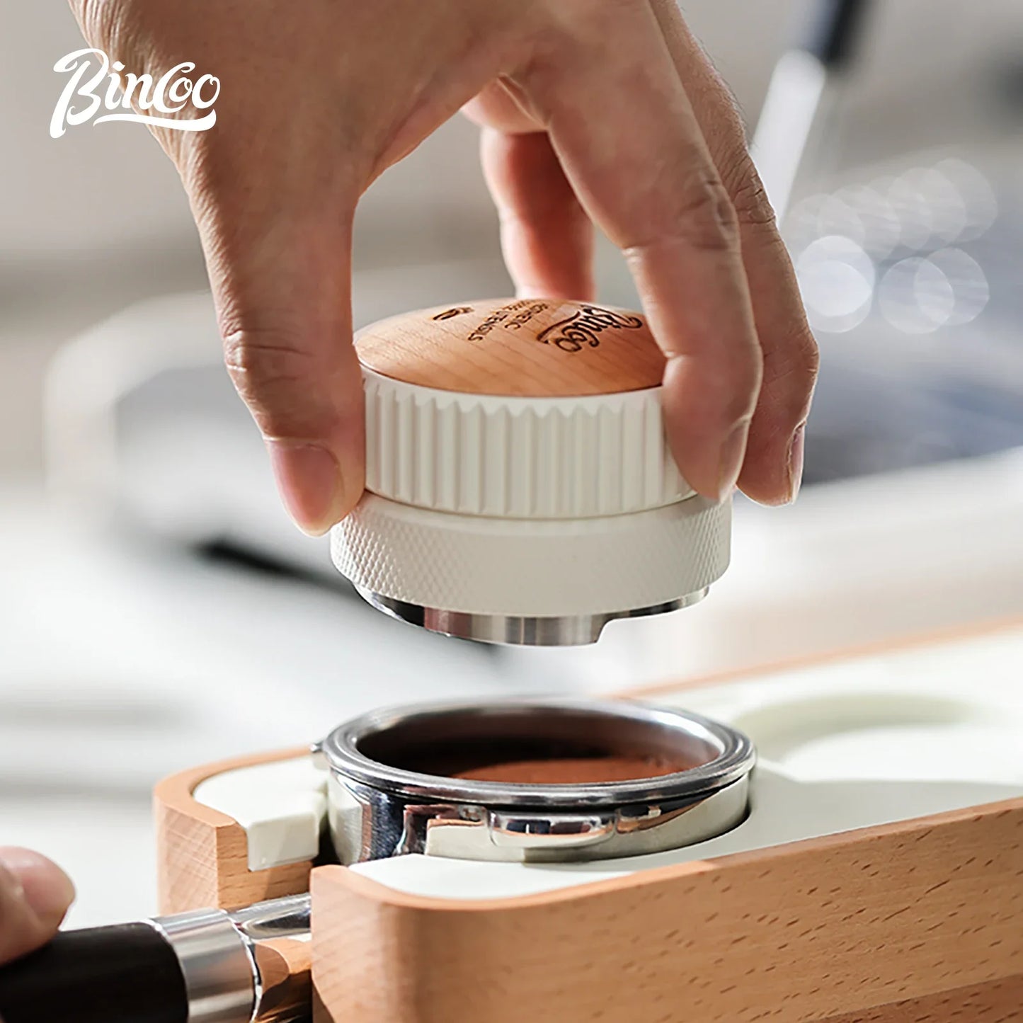 Bincoo 30-Pound Force Espresso Tamper Set - Universal 51/58mm Constant Pressure Coffee Tool with Leveling Base & Accessories