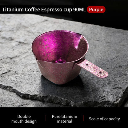 Bincoo Premium Titanium Double Eagle Spout Measuring Cup 90ml with Visible Scale for Home Baristas Large Capacity Easy Flow