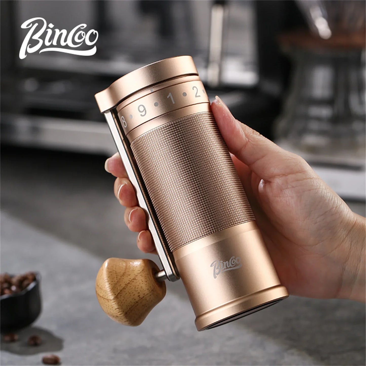 Bincoo SM01 Manual Coffee Grinder Portable Mill 420 Stainless Steel Six-Star Core Straight Shank Hand Foldable Coffee Grinder