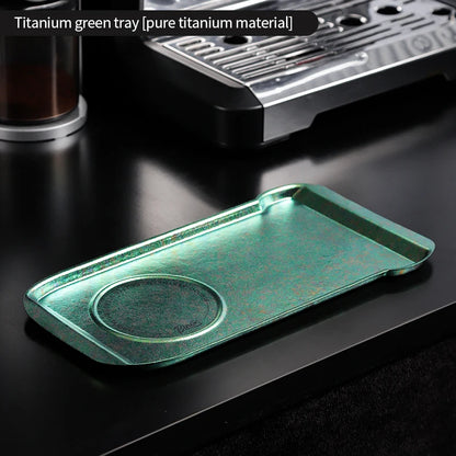 Bincoo Pure Titanium Coffee Serving Tray – Cafe Display Plate for Iced Americano, Latte, Cake & Dessert Storage Platter