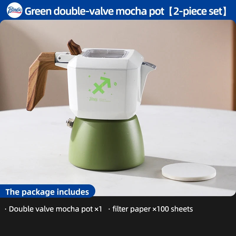 Bincoo Aries Sagittarius Star Dual Valve Moka Pot Espresso Extraction Pot Italian Home Barista Tools Electric Heating Stove 220V