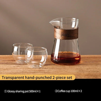 Bincoo 500ml Coffee Share Pot Pour Over Coffee Dripper Set Glass Server V01 Funnel Drip Maker Brewed Cup Coffee Sharing Pots Set