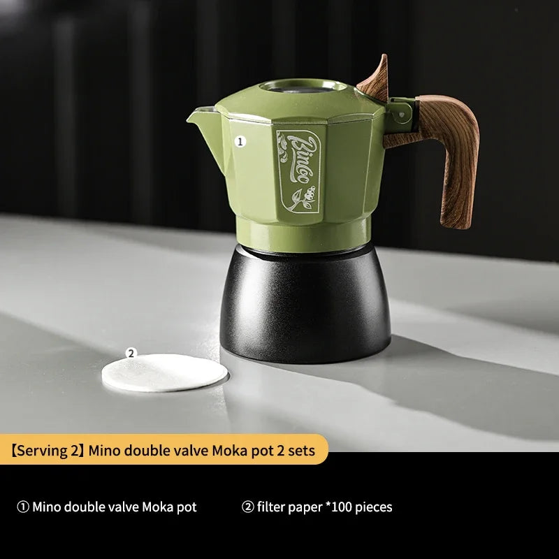 Bincoo Mocha Pot Double Valve Italian Espresso Pot Electric Stove Heating Professional Home Barista Accessories Coffee Tools