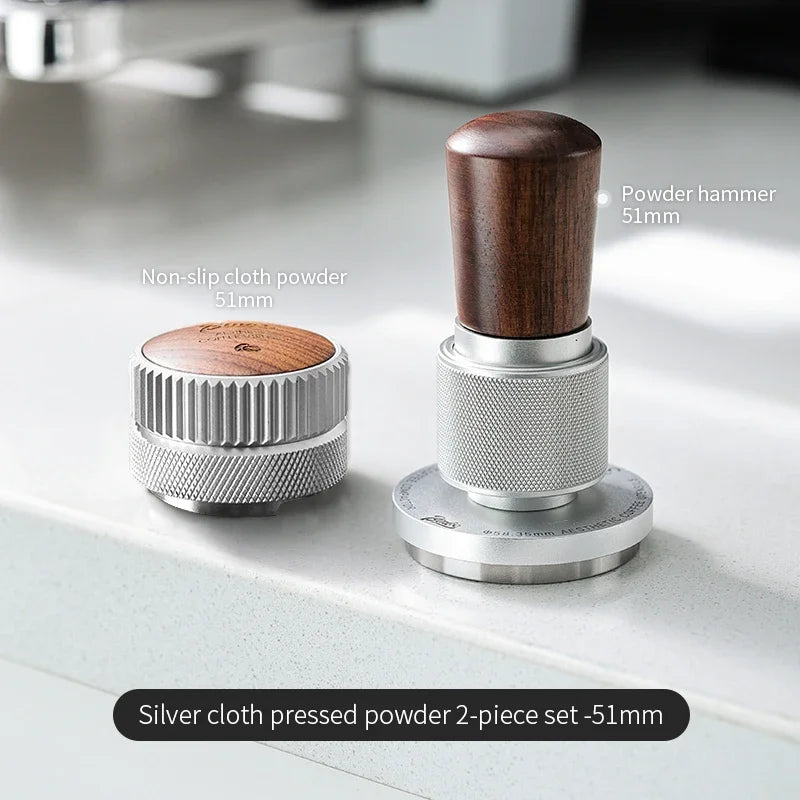 Bincoo 51MM/58MM 30lb Constant Pressure Espresso Coffee Tamper, Stainless Steel Ripple Base, Wood Handle for Home/Cafe Barista