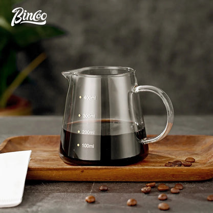 Bincoo 450ml Portable Coffee Sharing Pot – Elegant Coffee Carafe for Latte & Afternoon Tea Smooth Pour Comfort Grip