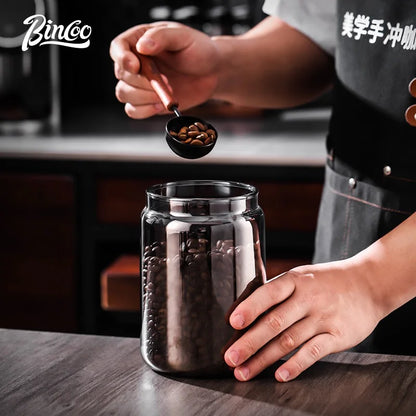 Bincoo Coffee Bean Canister Sealed Jar Glass Sealed Can Vacuum Storage Jar Coffee Powder Storage Timeable 0.4/0.6/0.8/1.2L