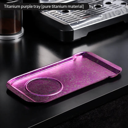 Bincoo Pure Titanium Coffee Serving Tray – Cafe Display Plate for Iced Americano, Latte, Cake & Dessert Storage Platter