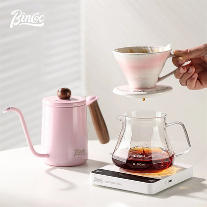 Bincoo GYKF0679 Drip Coffee Set with Ceramic Filter and Glass Carafe All in One Pour Over Brewing Ideal for Beginners Gift Presentation