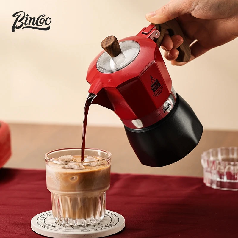 BINCOO Double Valve Moka Pot Coffee Maker with Electric Stove Home Pot Outdoor Mini Coffee Pot 2 Cups, stovetop espresso maker